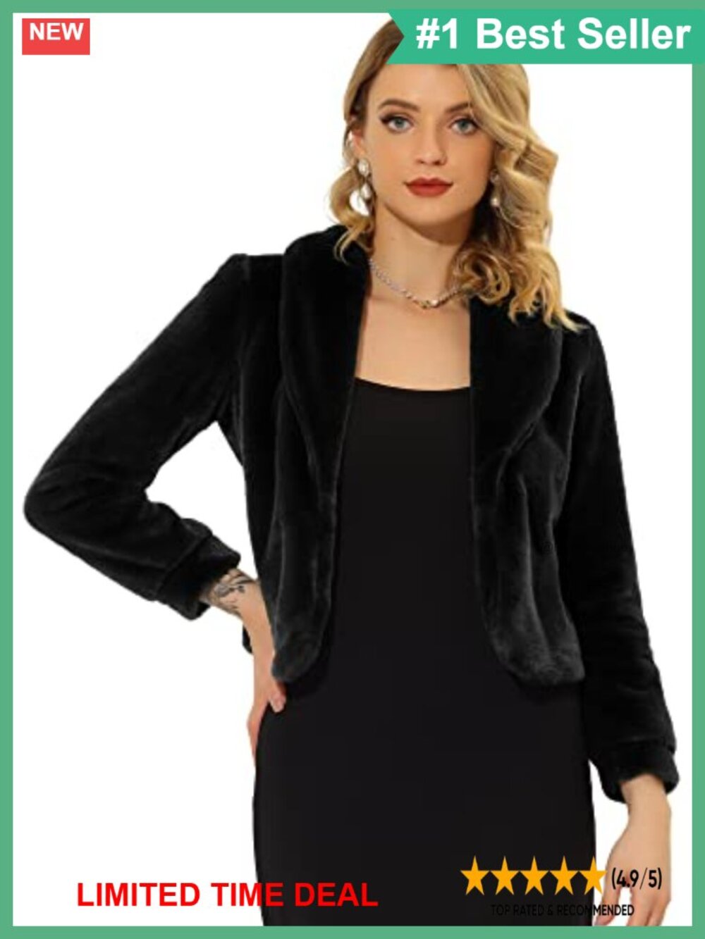 Faux Fur Coat Cropped Formal Jacket Fluffy Winter Outfit